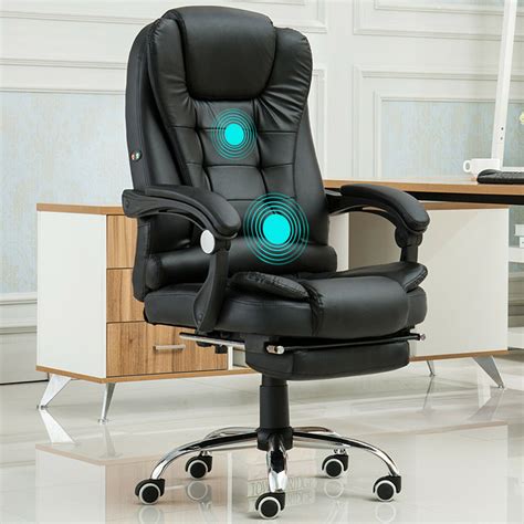 Reclining Leather Massage Office Chair For Work And Gaming With Footrest Just Relax Store