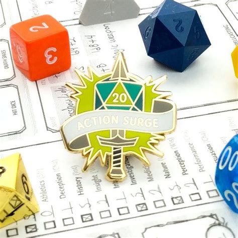 Action Surge Dungeons And Dragons Pin Fighter Dandd Pin Dnd Enamel Pins