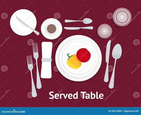 Cartoon Table Setting Place Formal With Vegetables Vector Stock Vector