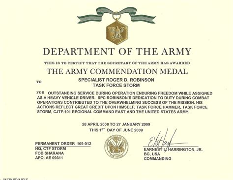 Get Recognized With A Certificate Of Achievement Template For The Army