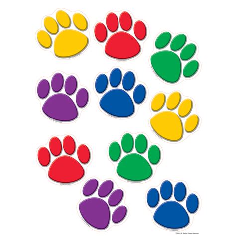 Colorful Paw Prints Accents Tcr4114 Teacher Created Resources