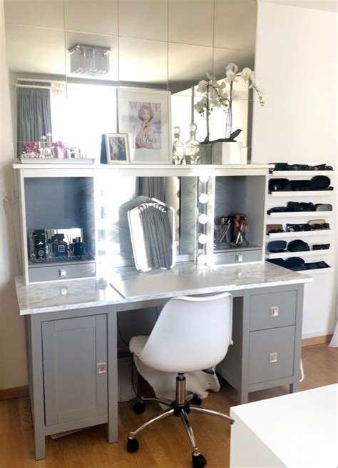 Hemnes, metod, pax, vallentuna, billy IKEA desk transformed into beauty vanity with storage ...