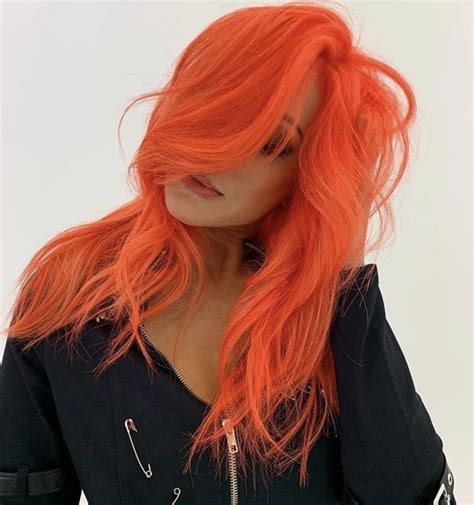 Neon Hair Color Hair Color Orange Hair Dye Colors Hair Inspo Color Neon Orange Peach Orange