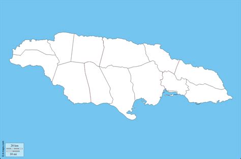 Blank Map Of Jamaica Cities And Towns Map