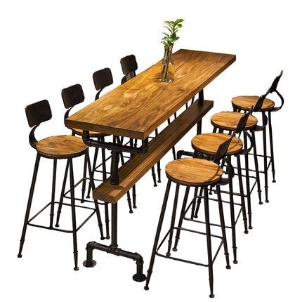 Industrial style retro bar table coffee shop solid wood ...