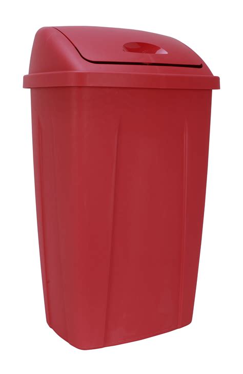 mainstays 13 gallon trash can plastic swing top kitchen trash can red