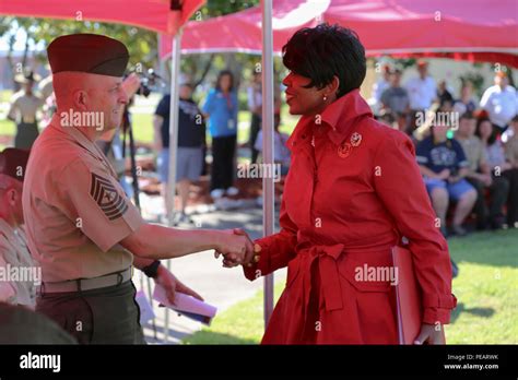 Dr Betty Moseley Brown Guest Speaker Shakes Hands With Sgt Maj