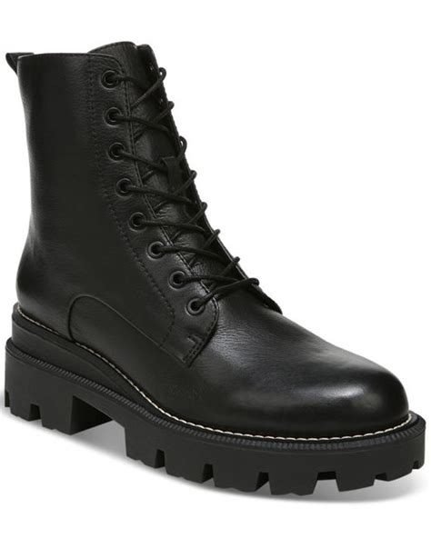 Sam Edelman Leather Garret Lace Up Lug Sole Combat Boots In Black Leather Black Lyst Canada