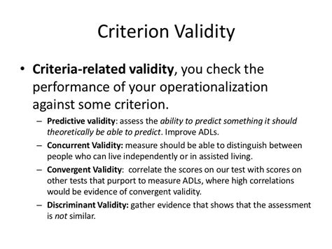 Criterion Validity Criteria Related Validity