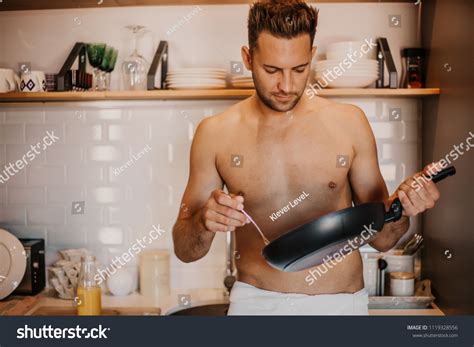 Sexy Chef Naked Body Cooking Home Stock Photo Edit Now 1119328556