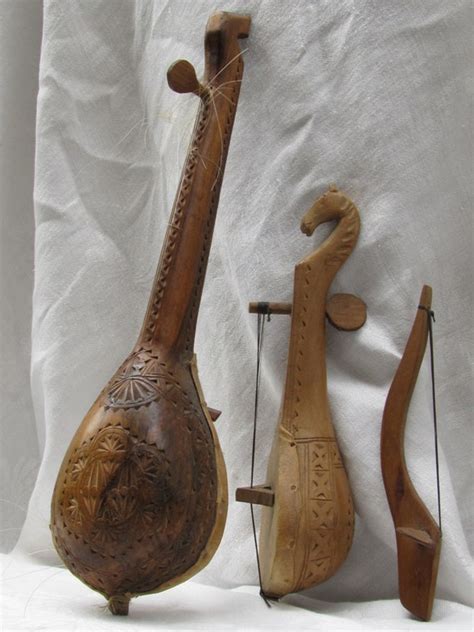 Unique Gusle String Instrument Intricately Hand Carved Horse