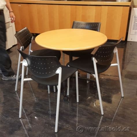 Conference tables previous next cube base metal base racetrack top boat shaped top Herman Miller Blonde 36" Round Rolling Meeting Table - Allsold.ca - Buy & Sell Used Office ...