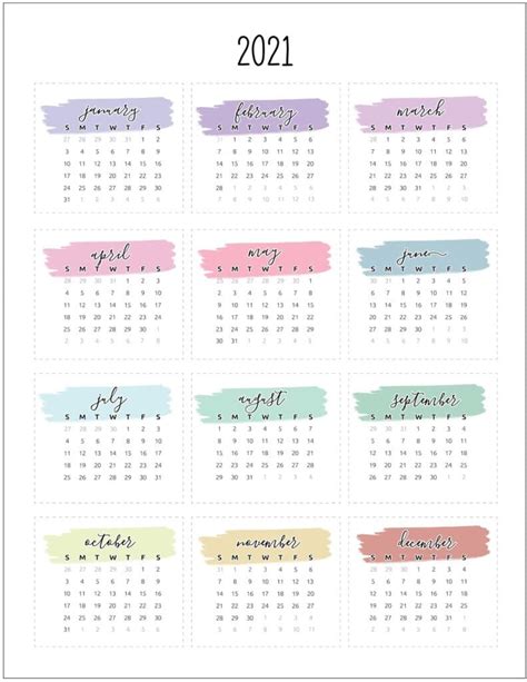 Free Printable Mini Calendar 2021 Plorasmart