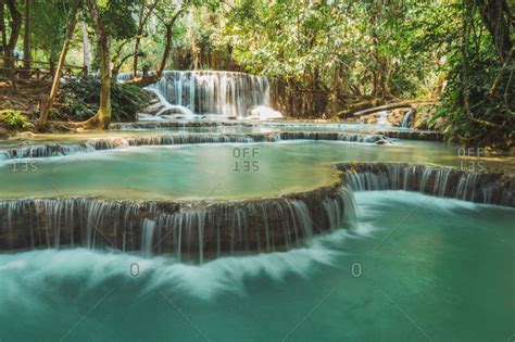 Beautiful Small Waterfalls Flowing Stock Photo Offset