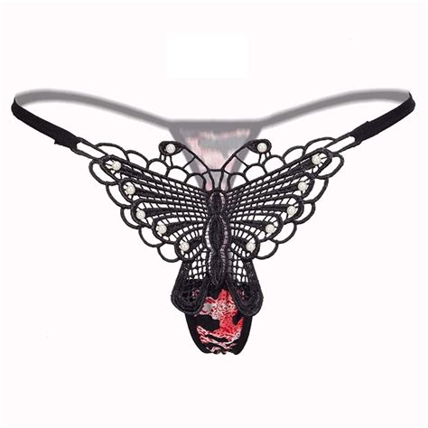 new 2018 sexy woman thongs lady cotton g strings underpants lace panties cute butterfly