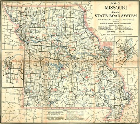 Missouri State 1935 Highway Road Historic Map Missouri State Highway