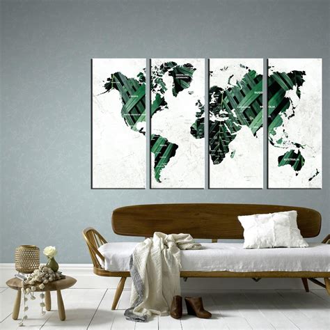 Creative Large Push Pin World Map Wall Art Canvas Print Etsy Extra
