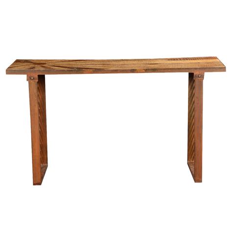 Contemporary Sunburst Reclaimed Wood And Iron Hall Console Table