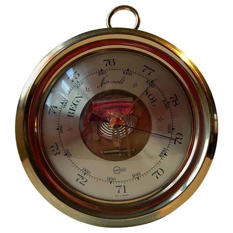 Wall Mounted Vintage Barometer Weather Station In Brass Barigo