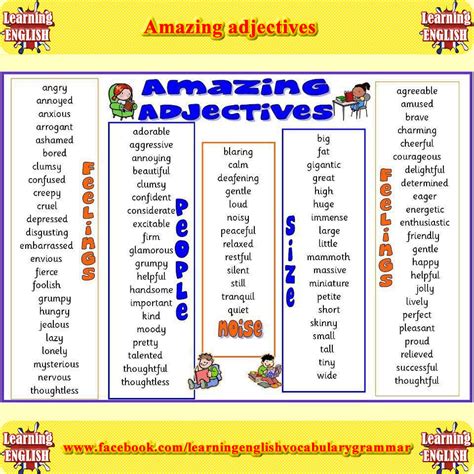 Amazing Adjectives English Learn Site
