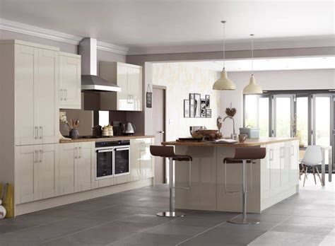 I love the way that these homeowners alternated the countertop colours. Hi gloss shaker kitchen | Grey kitchen floor, Stylish kitchen design, Kitchen