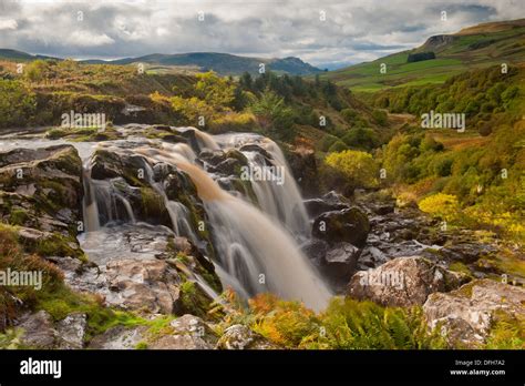 The Loup Of Fintry Waterfall North Of Glasgow Scotland In Autumnal