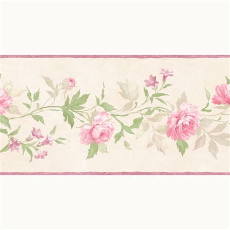 Beige And Pink Vines Of Roses Wallpaper Border Patton Norwall