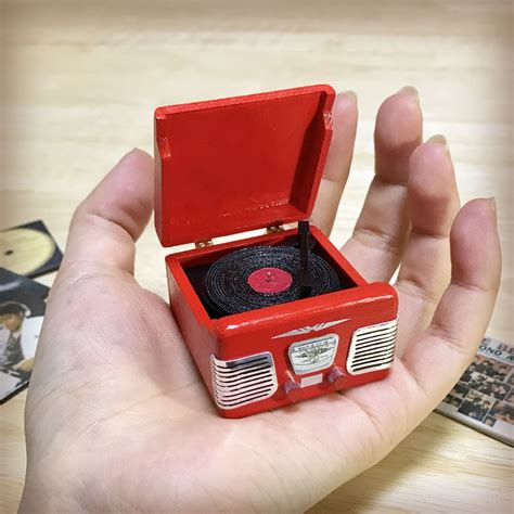 Miniature Turntable Mini Record Player Crosley Dollhouse Made By Seha