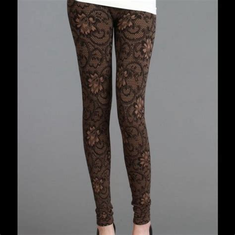 Rose Zaccardi Leggings In Taupe One Size Boutique Lace Leggings Long