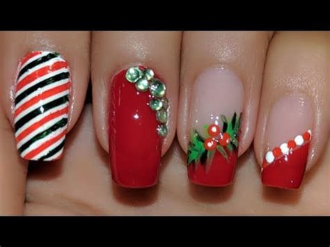 Para navidad se puede coordinar un diseño de color rojo y utilizar un pincel fino para pintar un árbol de. DECORACION DE UÑAS PARA NAVIDAD ♥♥♥ CHRISTMAS NAIL ART TUTORIAL ♥♥♥ Andy Lo - YouTube