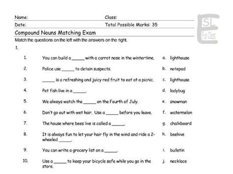 Compound Nouns Worksheet Grade 4 - Favorite Worksheet