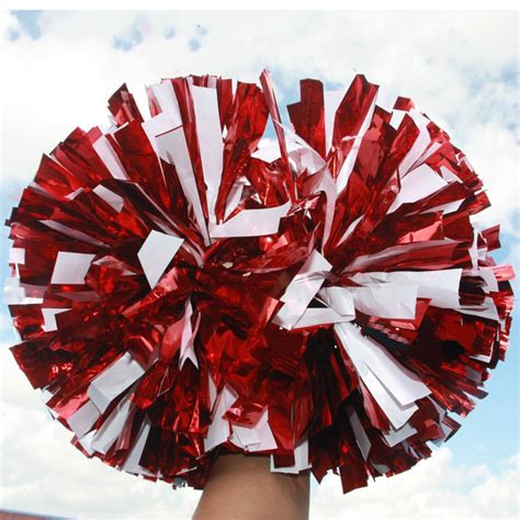 Pcs Professional Competition Cheerleader School Exercises Cheer Pom Poms Metal Red White