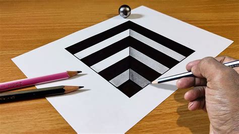 Easy 3d Trick Art Drawing How To Draw 3d Hole Anamorphic Illusion 3d