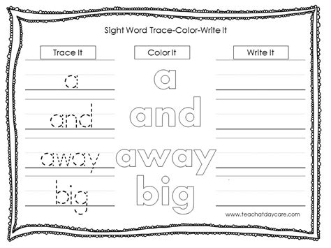 Dolch Pre Primer Sight Words Trace Color Write Made By Teachers