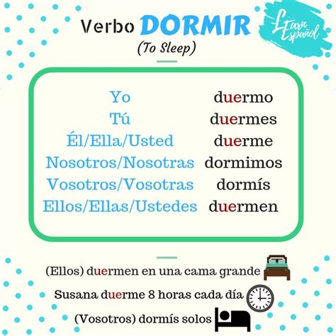 Conjugación Verbos Irregulares Learn Español Verbo Dormir Tosleep