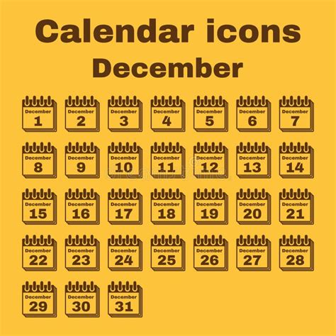 The Calendar Icon December Symbol Stock Illustration Illustration Of