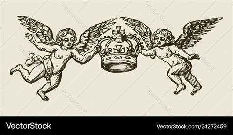 Angels With Crown Royalty Free Vector Image VectorStock