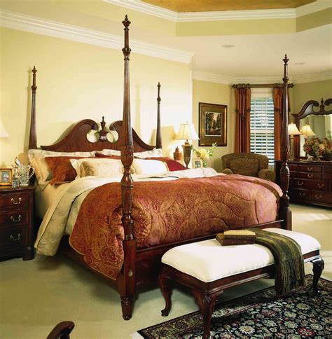 American Drew Cherry Grove Queen Pediment Poster Bed Bedroom Sets
