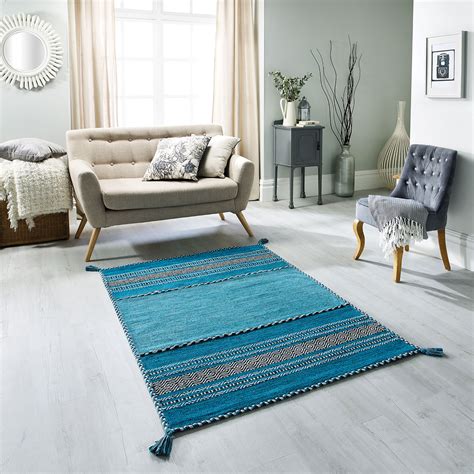 kelim striped rugs in blue buy online from the rug seller uk