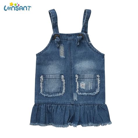 Lonsant Girl Dress 2019 New Summer Dresses Denim Children Clothing