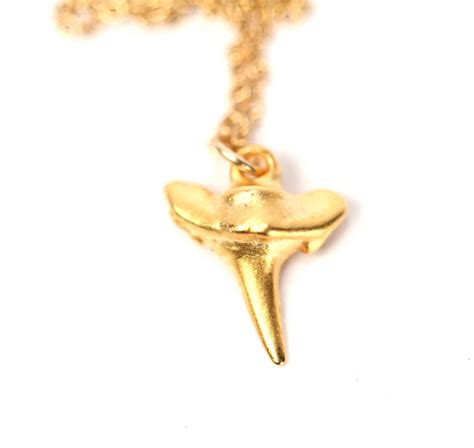 Gold Shark Tooth Necklace Beach Jewelry Shark Tooth Pendant Gold