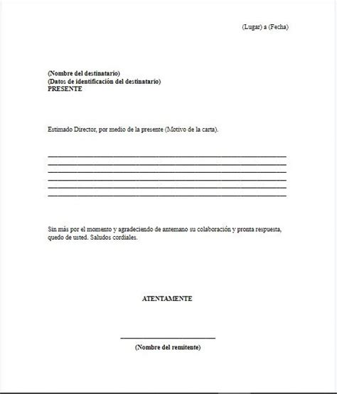 Solicitud Ejemplos De Cartas Formales Cortas