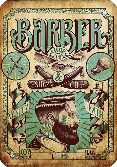Vintage Barber Posters Sunset Connection Barber Shop Interior