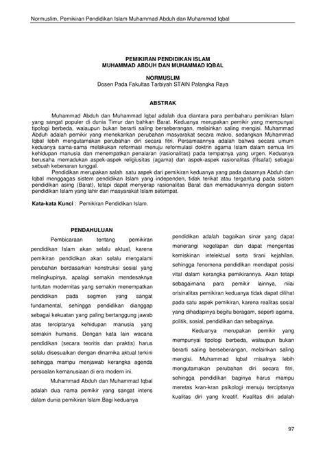 PDF Pemikiran Pendidikan Islam Muhammad Abduh Dan Muhammad Iqbal