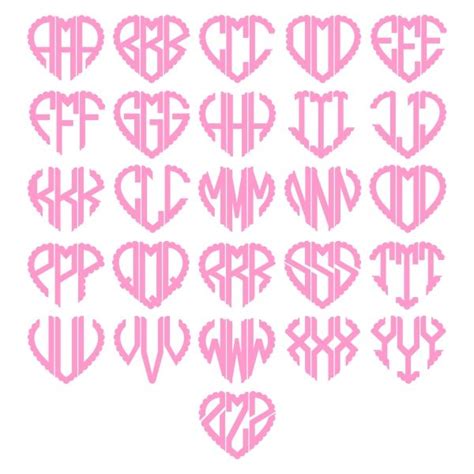 Heart Scalloped Monogram Svg Cuttable Font Monogram Monogram