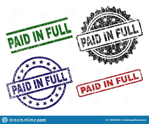 Scratched Textured Paid In Full Stamp Seals Stock Vector Illustration