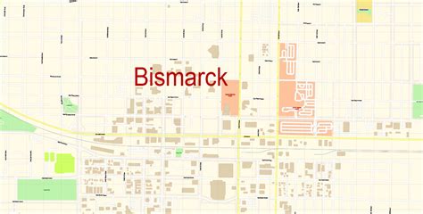 Bismarck North Dakota Us Map Vector Exact City Plan Detailed Street Map