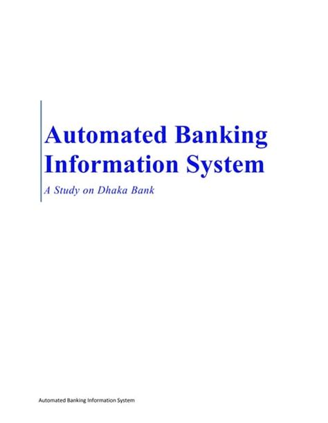 A Study On Banking Information System Pdf