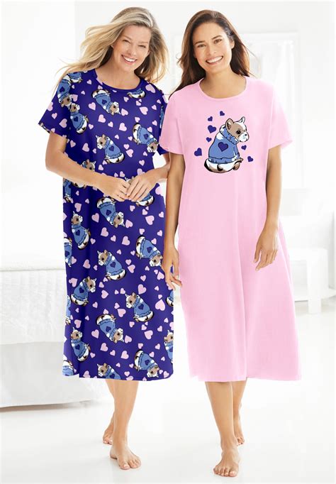 2 Pack Long Sleepshirts Woman Within