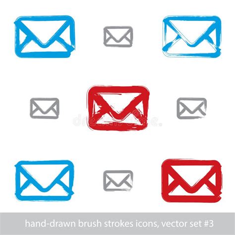 Collection Of Hand Drawn Simple Vector Mail Icons Set Stock Vector